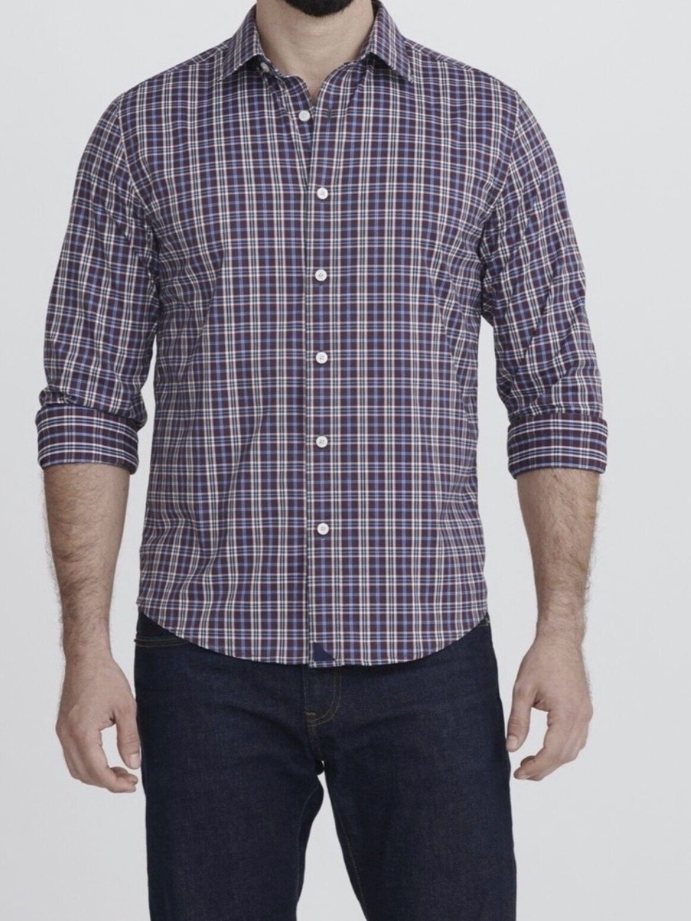 UNTUCKit Millbrook Regular Fit Performance Plaid Button Down Shirt Medium Nylon